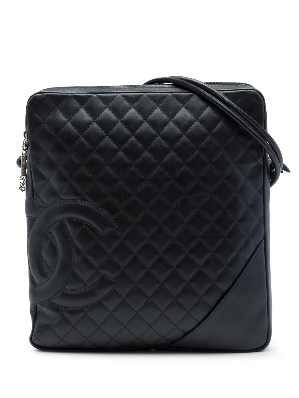 CHANEL Pre-Owned 2004-2005 Cambon Ligne Umhängetasche aus gestepptem Lammleder - Schwarz