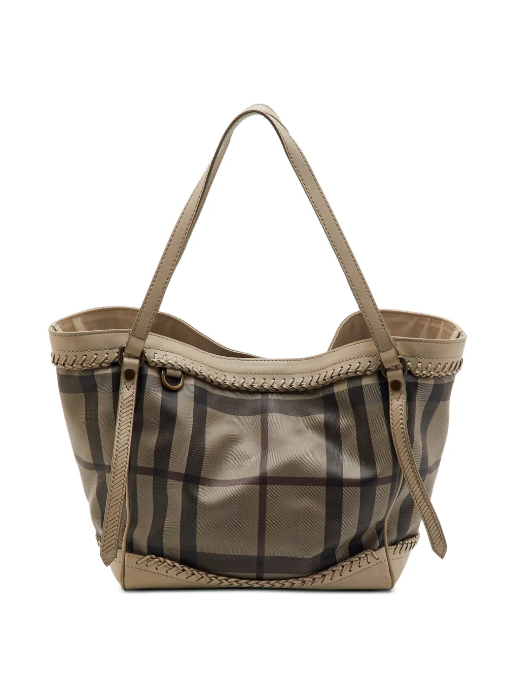 Burberry Pre-Owned sac à main Smoked Check à bords tressés - Tons neutres Burberry Pre-Owned sac à main Smoked Check à bords tressés - Tons neutres