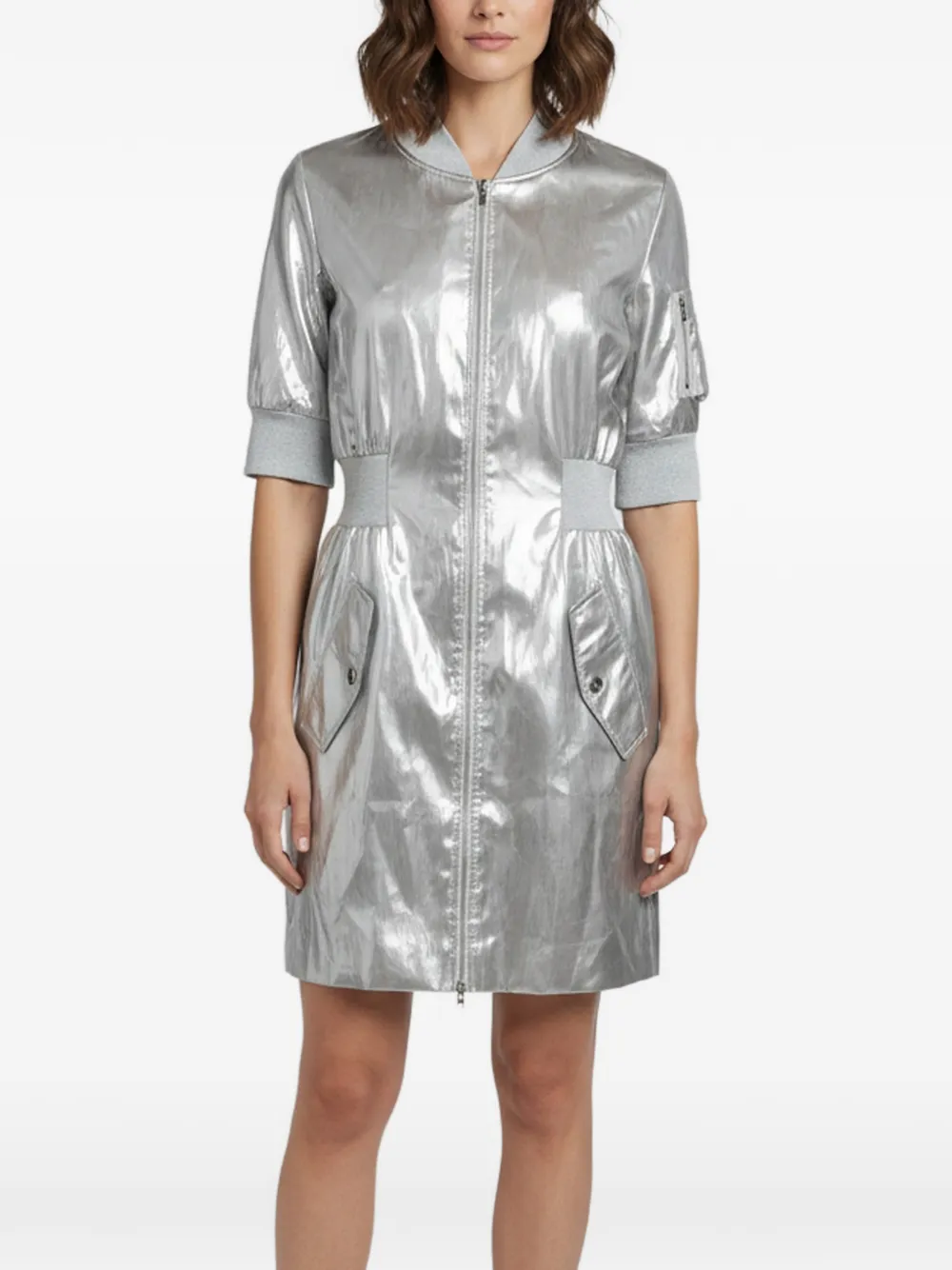 Love Moschino zip-up mini dress - Argento