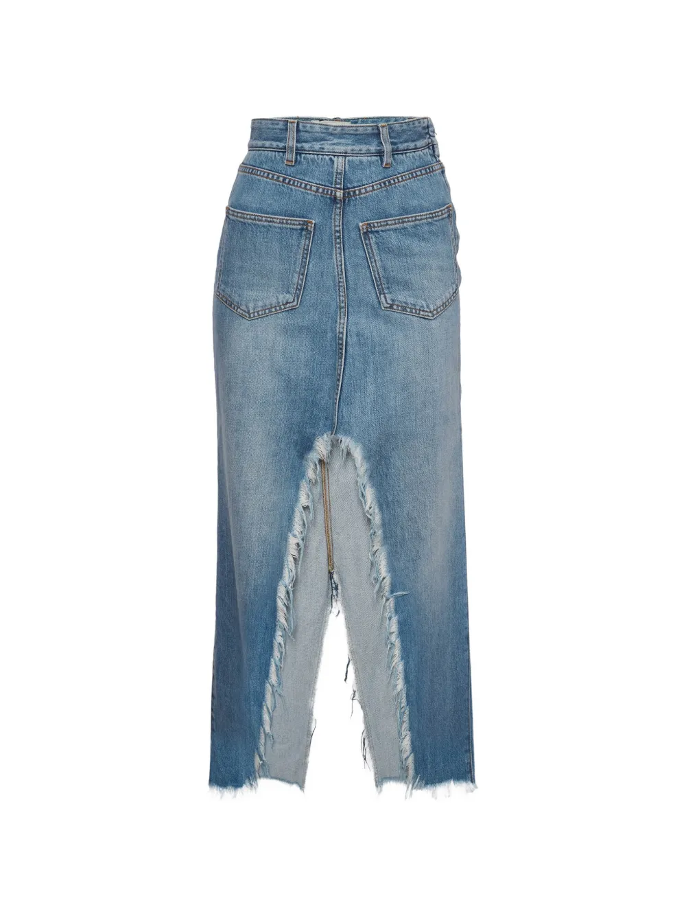 Givenchy Pre-Owned 4G distressed frayed-hem skirt - Blu