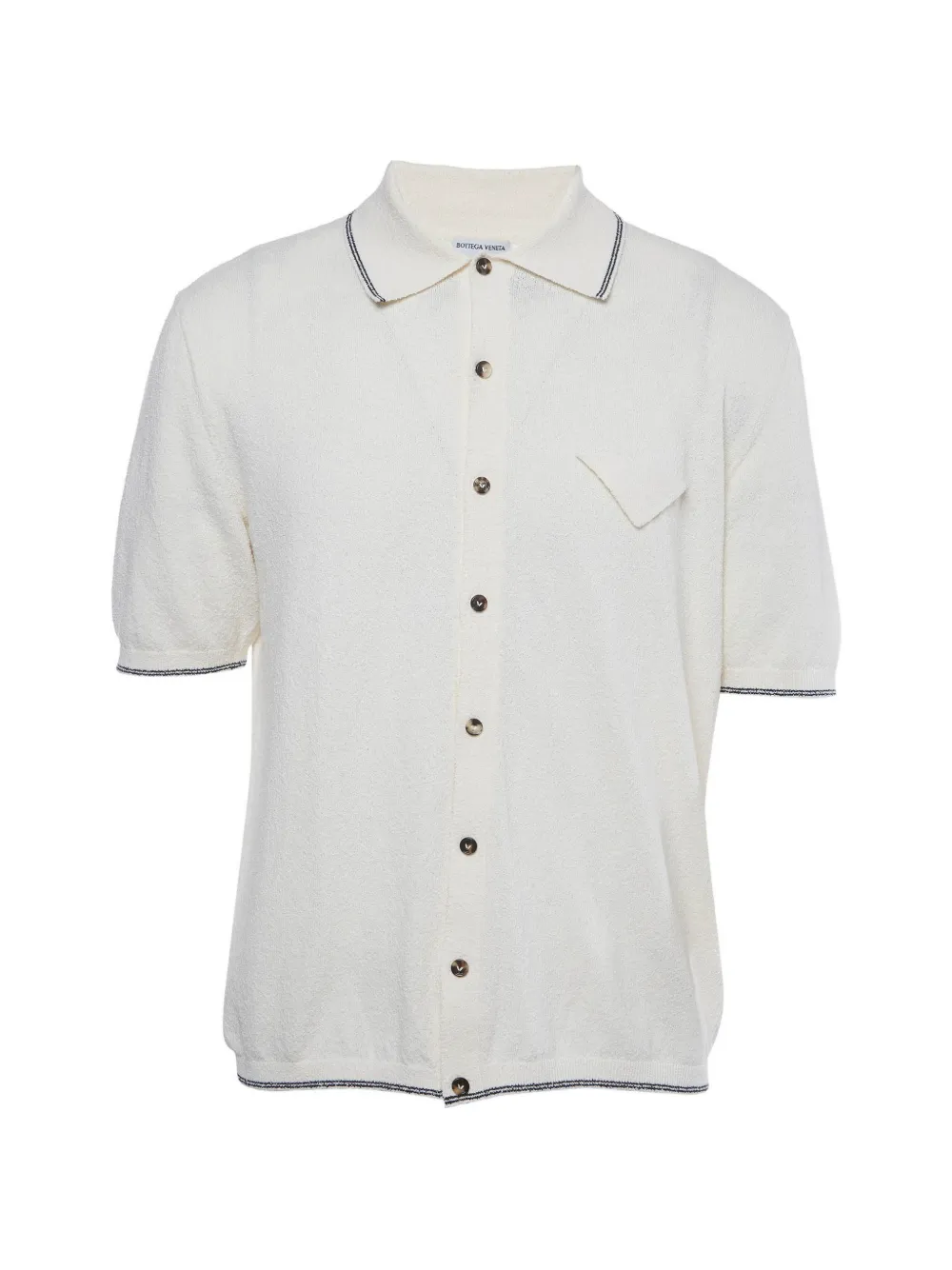 Bottega Veneta Pre-Owned chemise en tweed à boutonnière - Blanc Bottega Veneta Pre-Owned chemise en tweed à boutonnière - Blanc