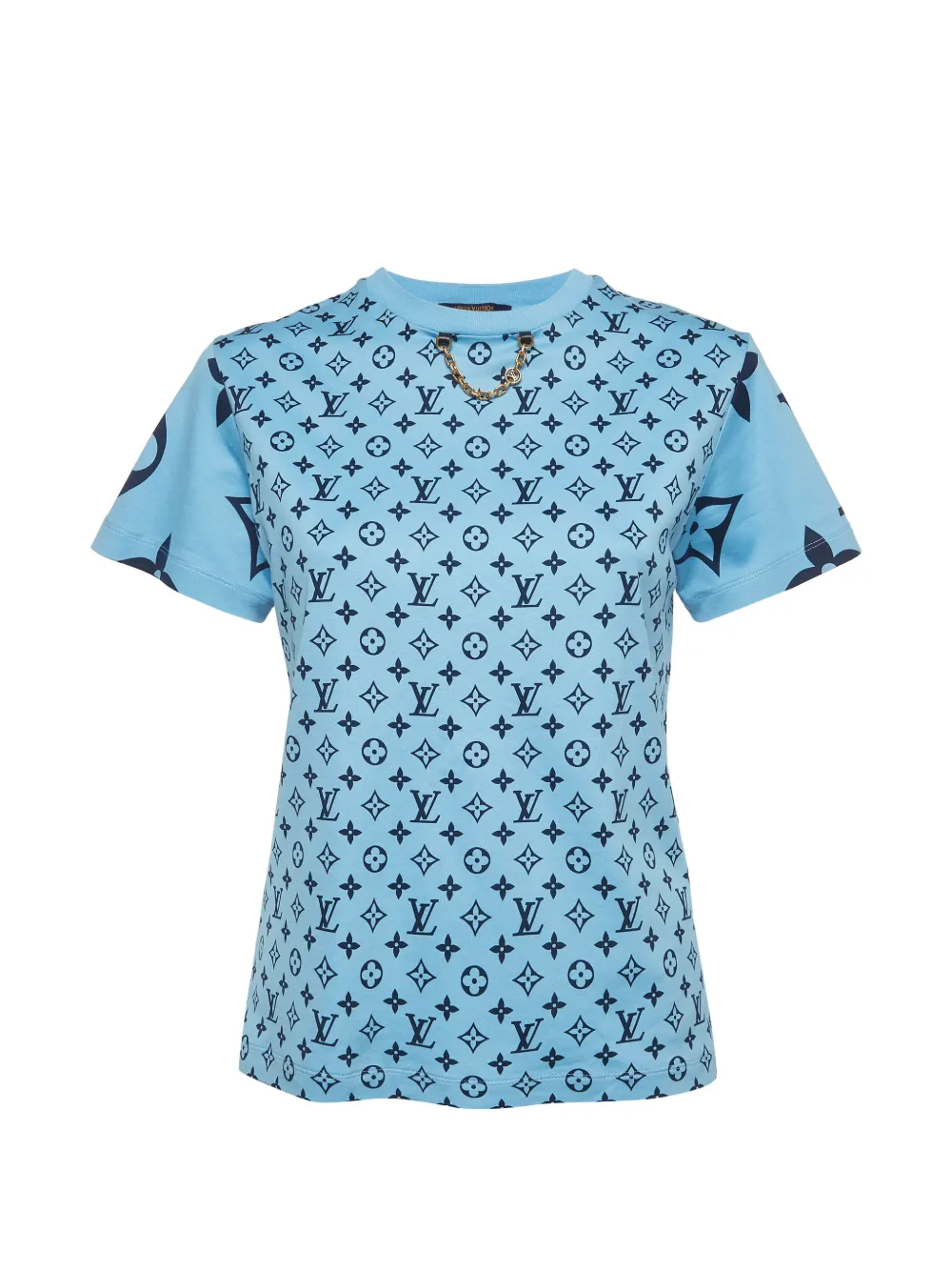 Louis Vuitton Pre-Owned Monogram chain-detail T-shirt - Blu