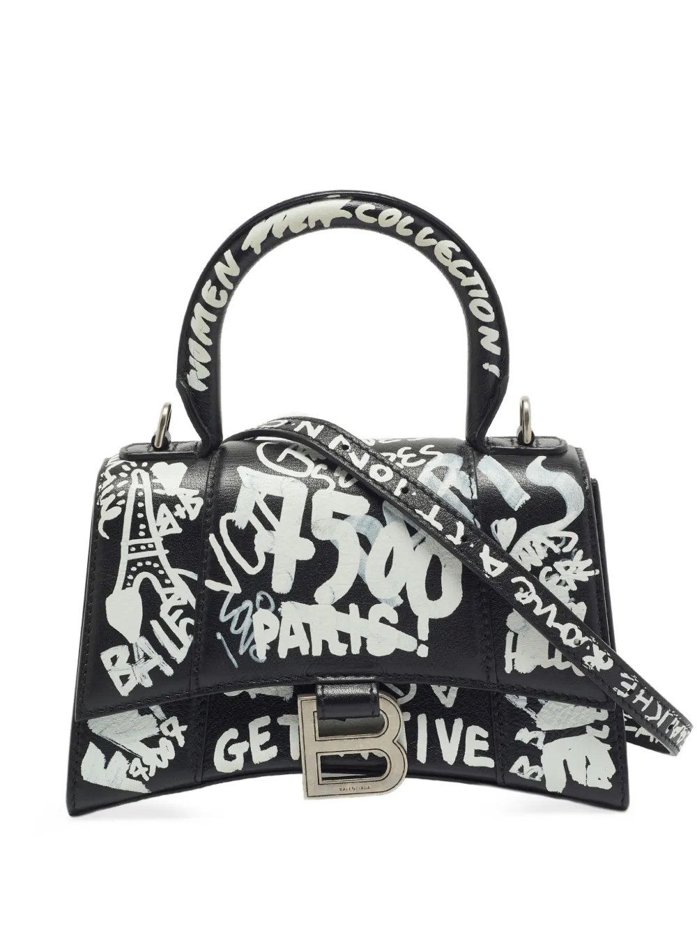 Balenciaga Pre-Owned XS Graffiti Hourglass Mini-Tasche - Schwarz