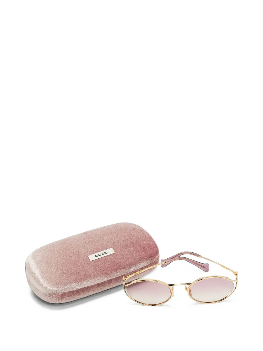 Miu Miu Pre-Owned lunettes de soleil ovales à plaque logo SMU 52Y - Or