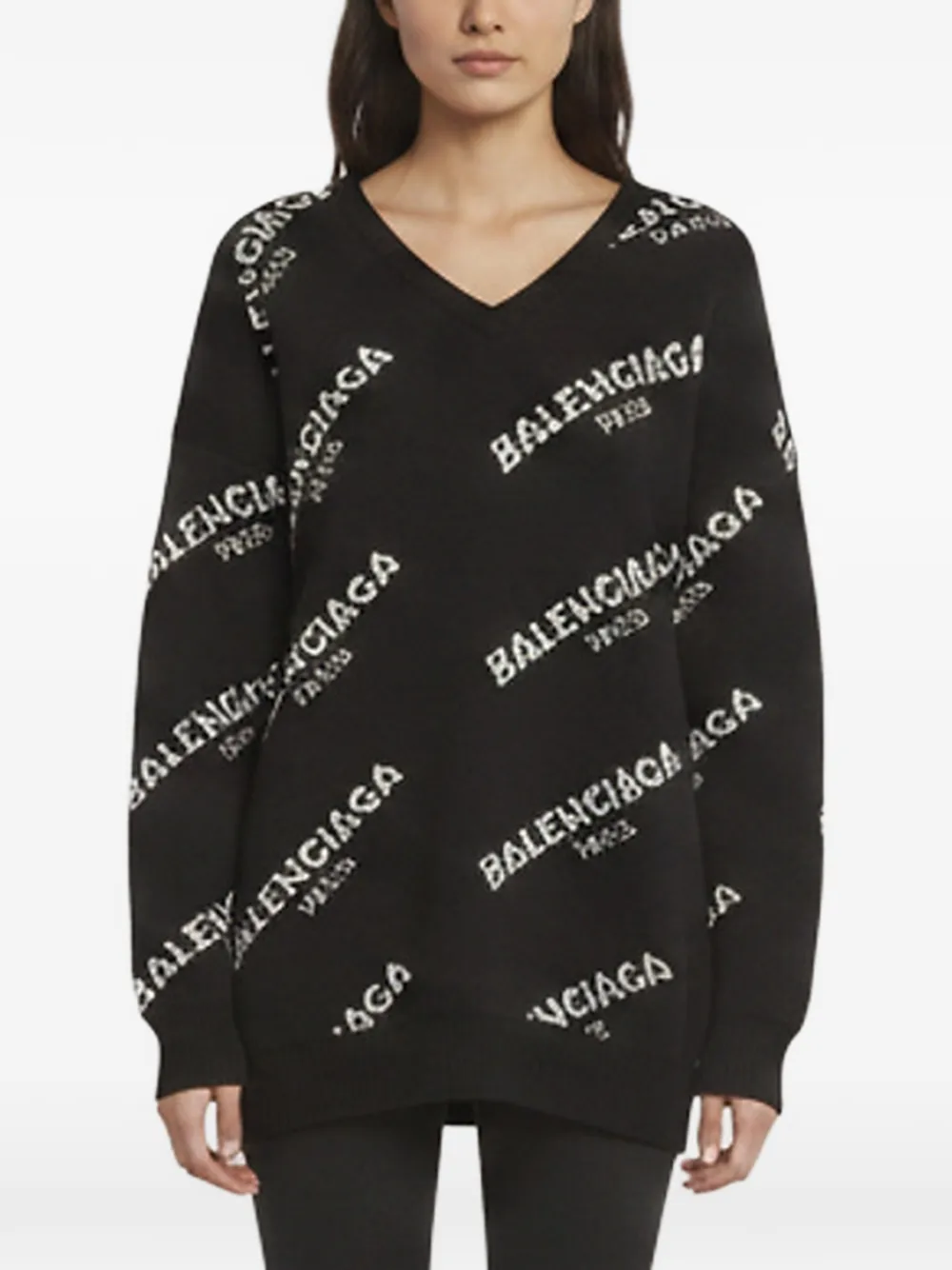 Balenciaga Pre-Owned pull à logo intarsia - Noir Balenciaga Pre-Owned pull à logo intarsia - Noir