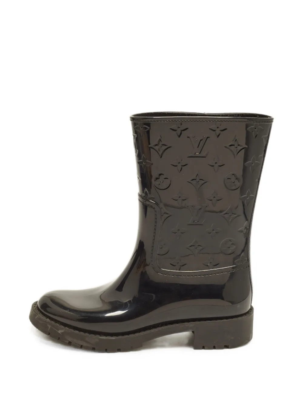 Louis Vuitton Pre-Owned bottines de pluie à motif monogrammé embossé - Noir Louis Vuitton Pre-Owned bottines de pluie à motif monogrammé embossé - Noir