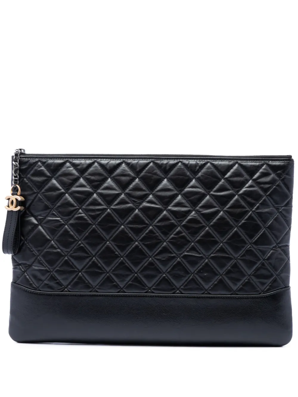 CHANEL Pre-Owned 2017-2018 Large Aged Calfskin Gabrielle O Case clutch bag - Nero