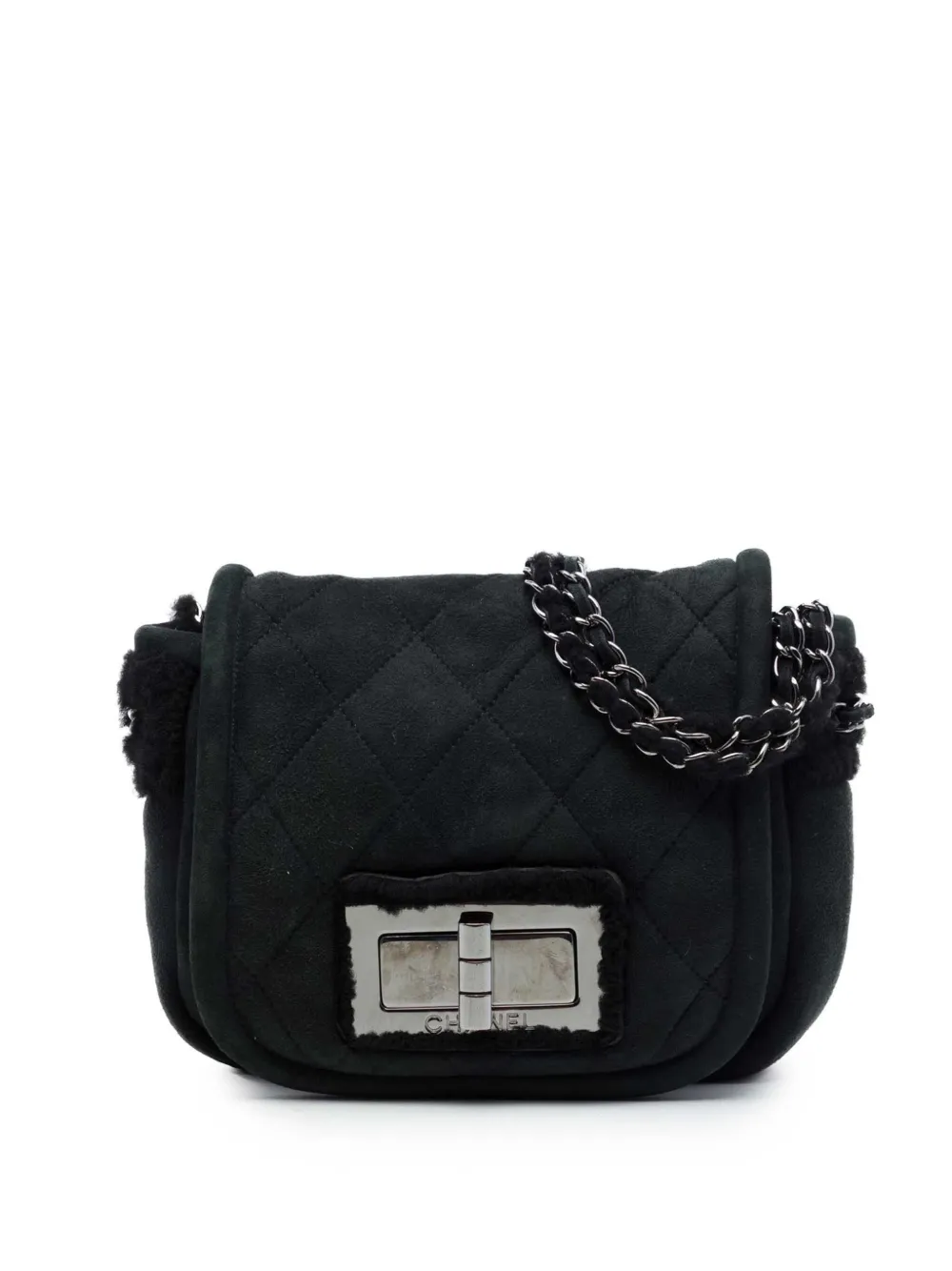 CHANEL Pre-Owned 2004-2005 Shearling Trimmed Suede Reissue 2.55 Flap shoulder bag - Nero