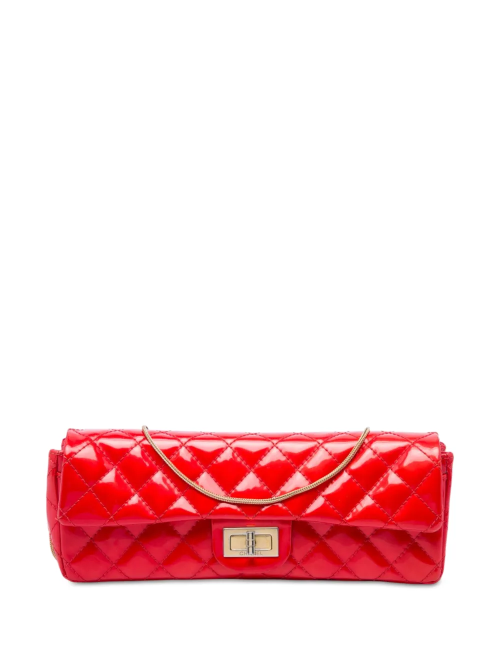 CHANEL Pre-Owned 2008-2009 Quilted Patent Reissue 2.55 East West Flap Clutch with Chain shoulder bag - Rosso