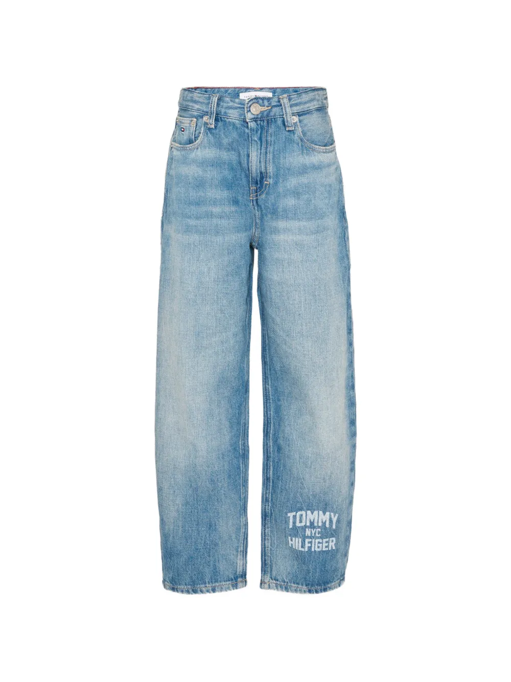 Tommy Hilfiger Junior logo-print barrel jeans - Blu