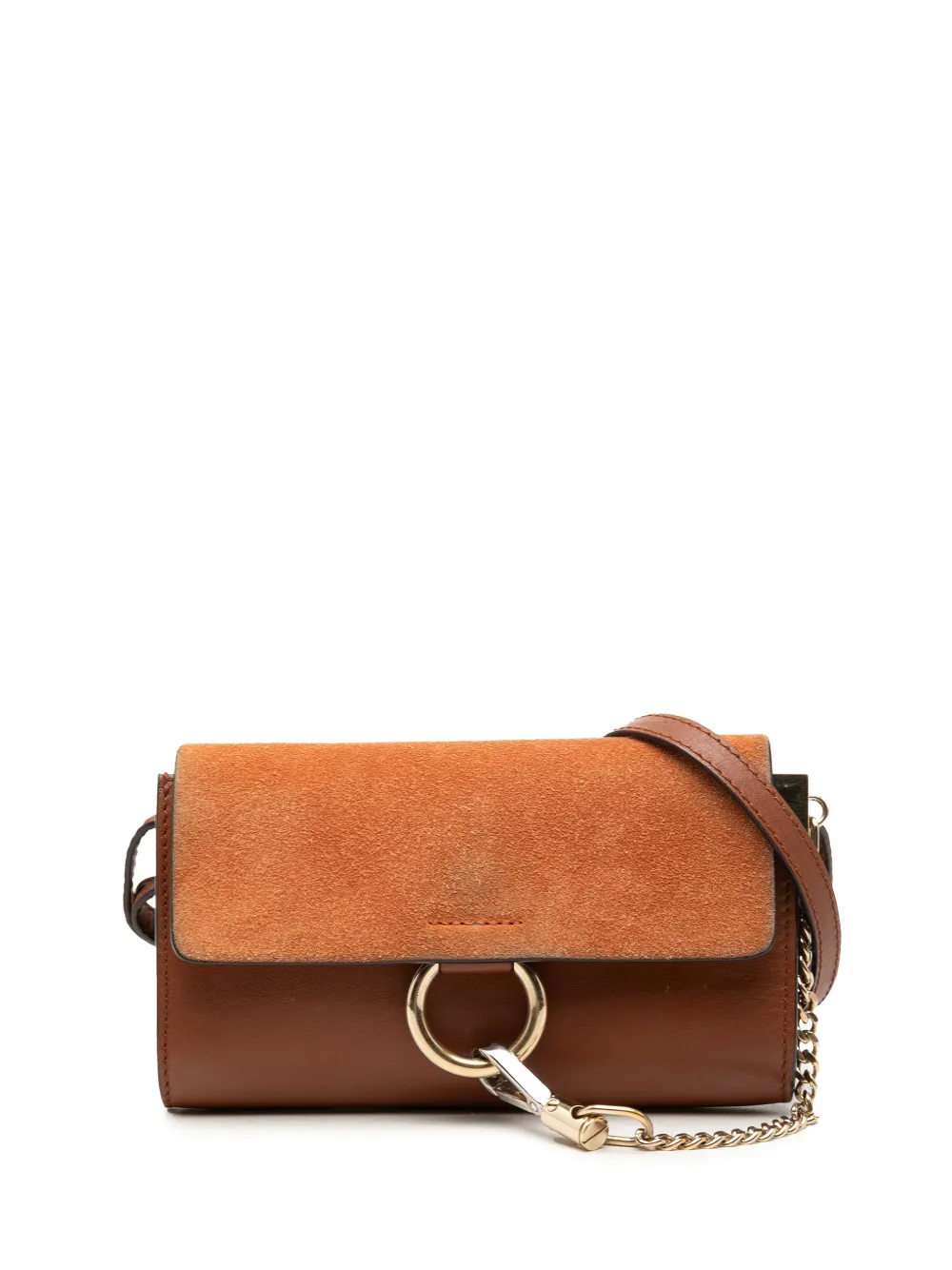 Chloé Pre-Owned 2017 Mini Calfskin and Suede Faye Chain crossbody bag - Marrone