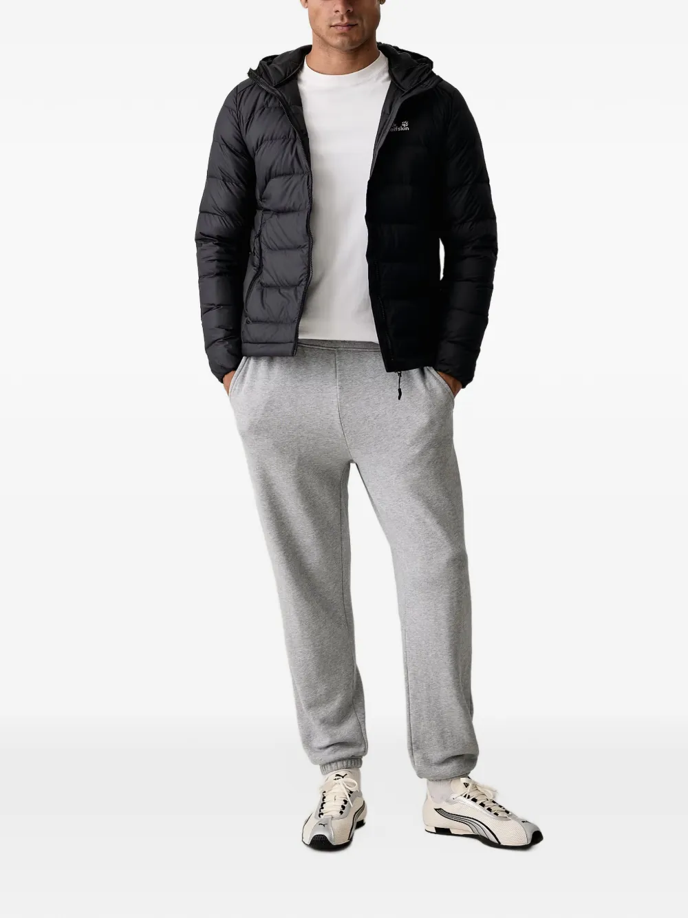JACK WOLFSKIN Wild Pass Down quilted hooded jacket Zwart