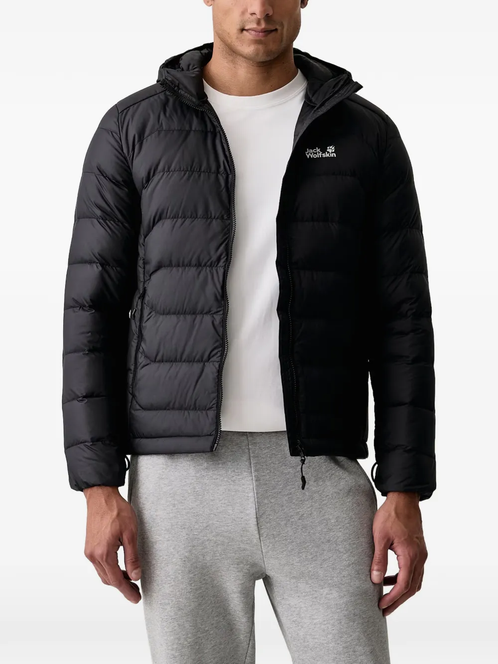 JACK WOLFSKIN Wild Pass Down quilted hooded jacket Zwart