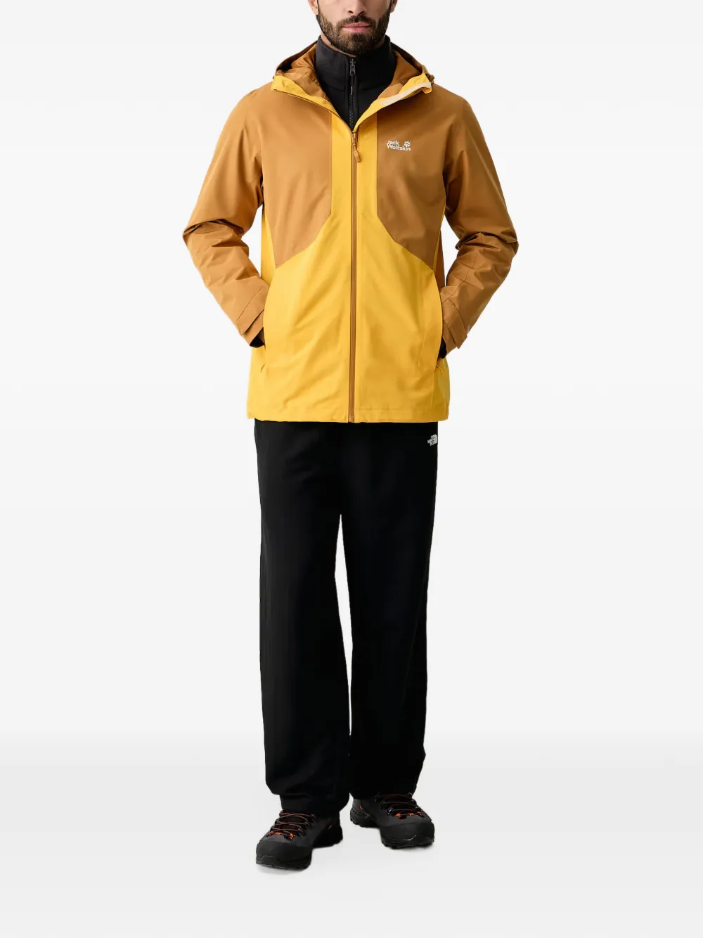 JACK WOLFSKIN STONETRAIL 3IN1 JKT M hooded jacket Geel