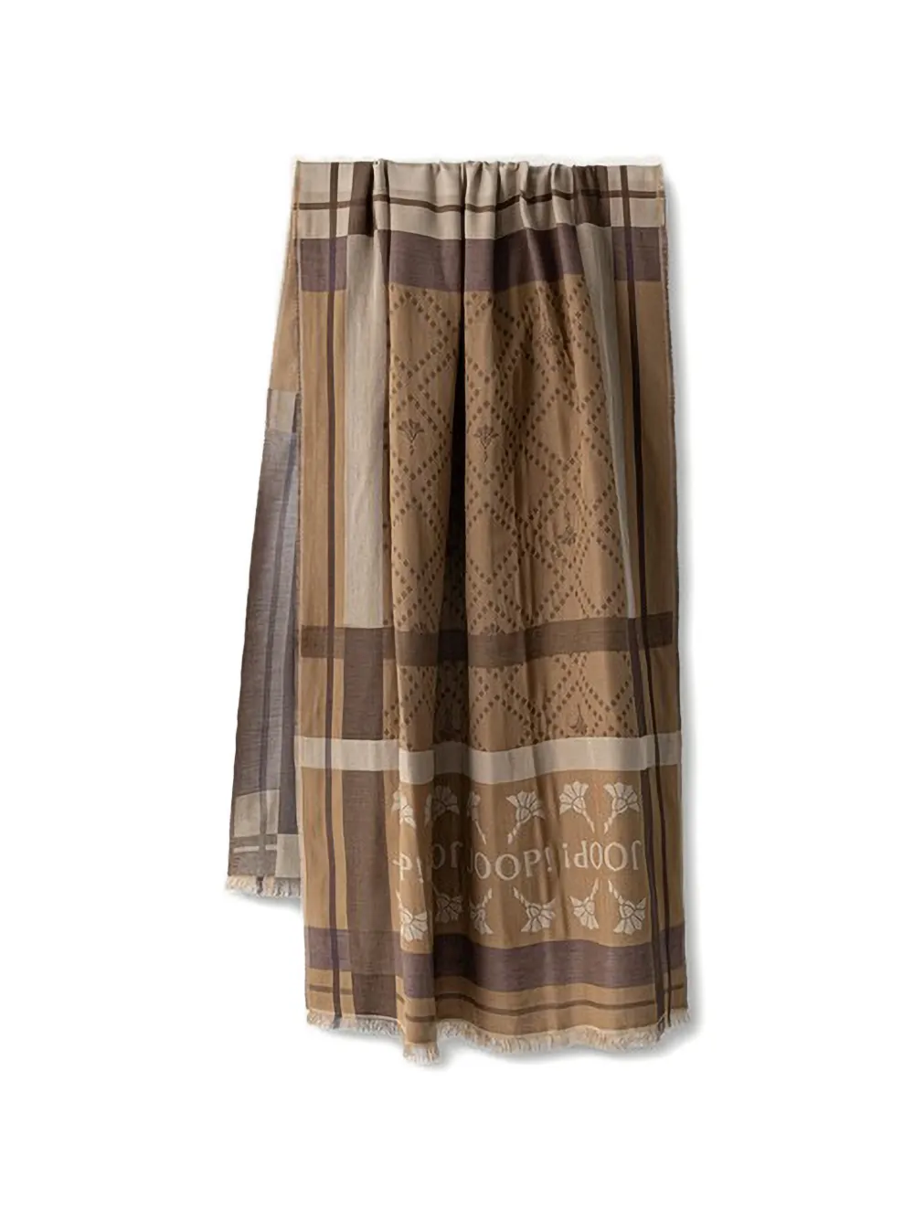 Joop! Cornflower logo-print fringed scarf