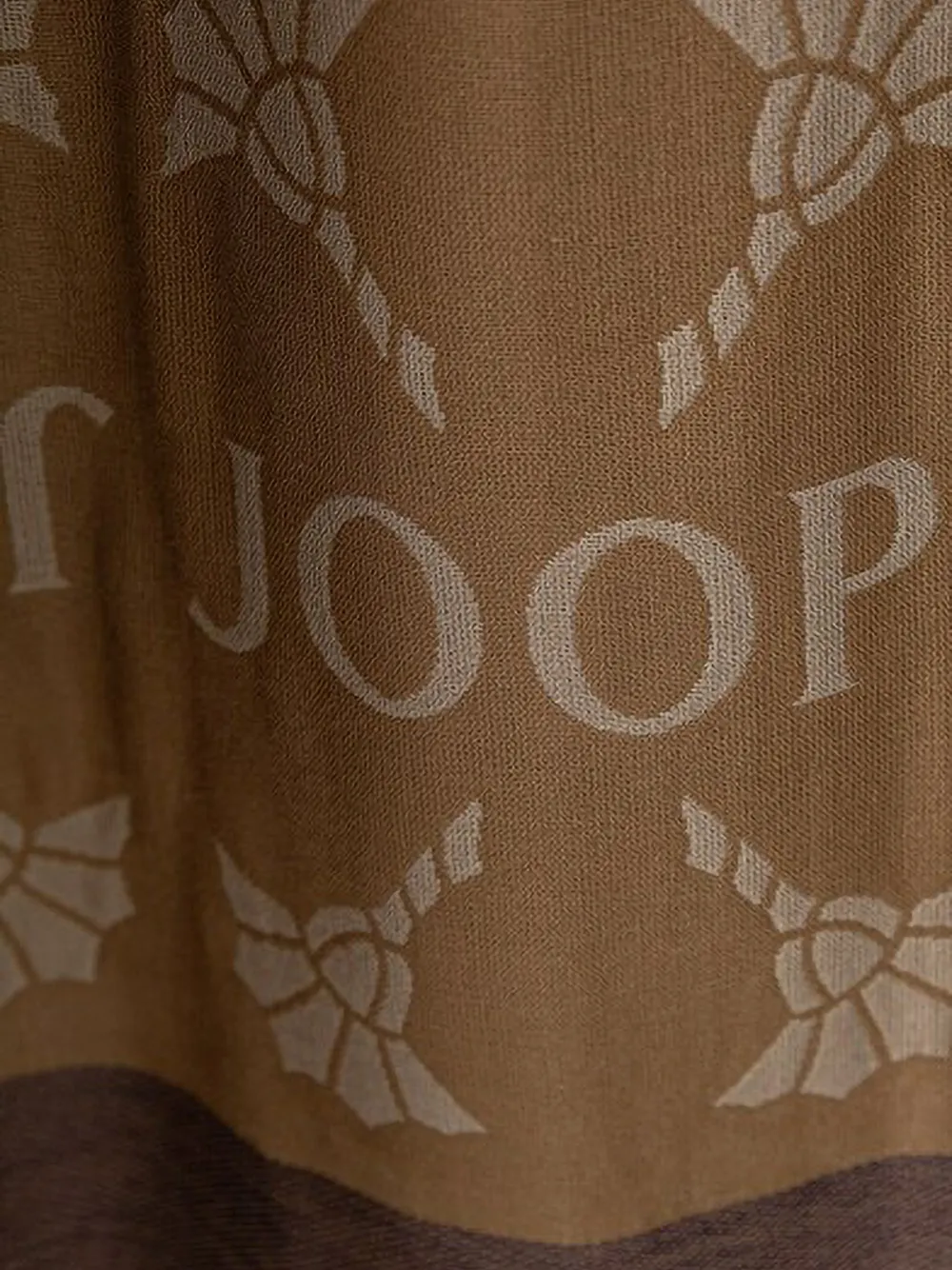 Joop! Cornflower sjaal met franje en logo-print Bruin