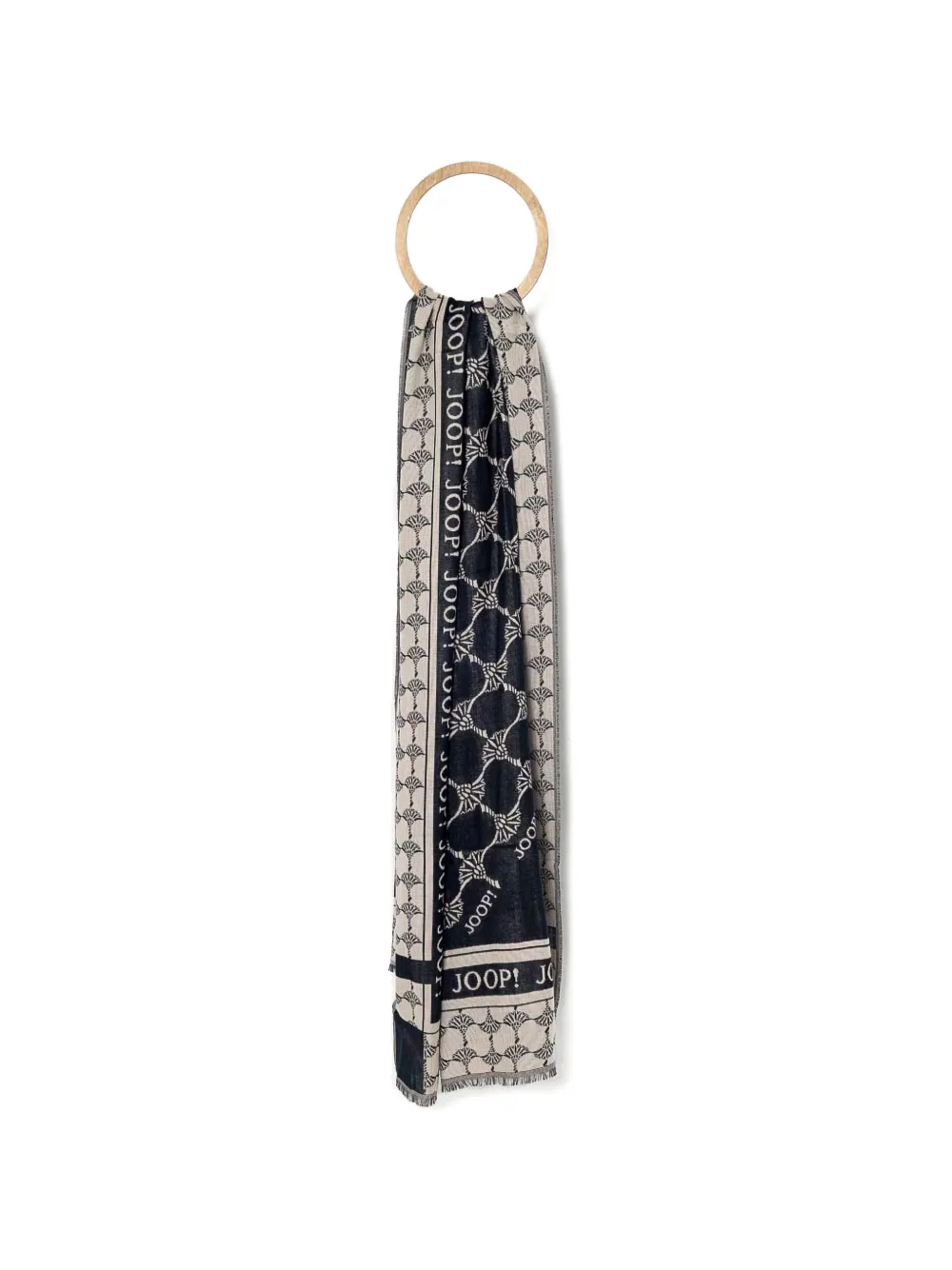 Joop! logo-print fringed scarf - Blau