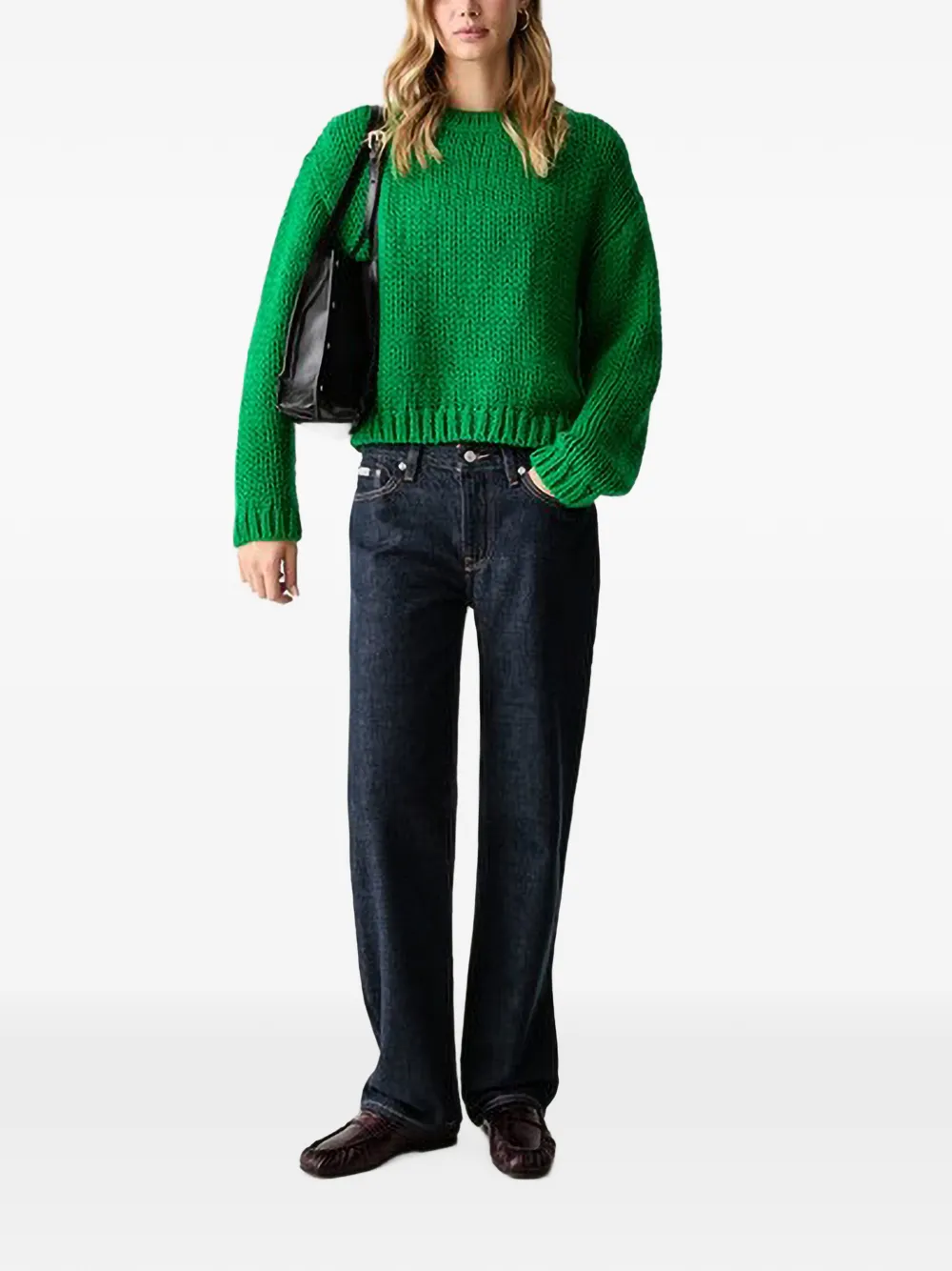 Joop! chunky-knit ribbed-trim sweater Groen