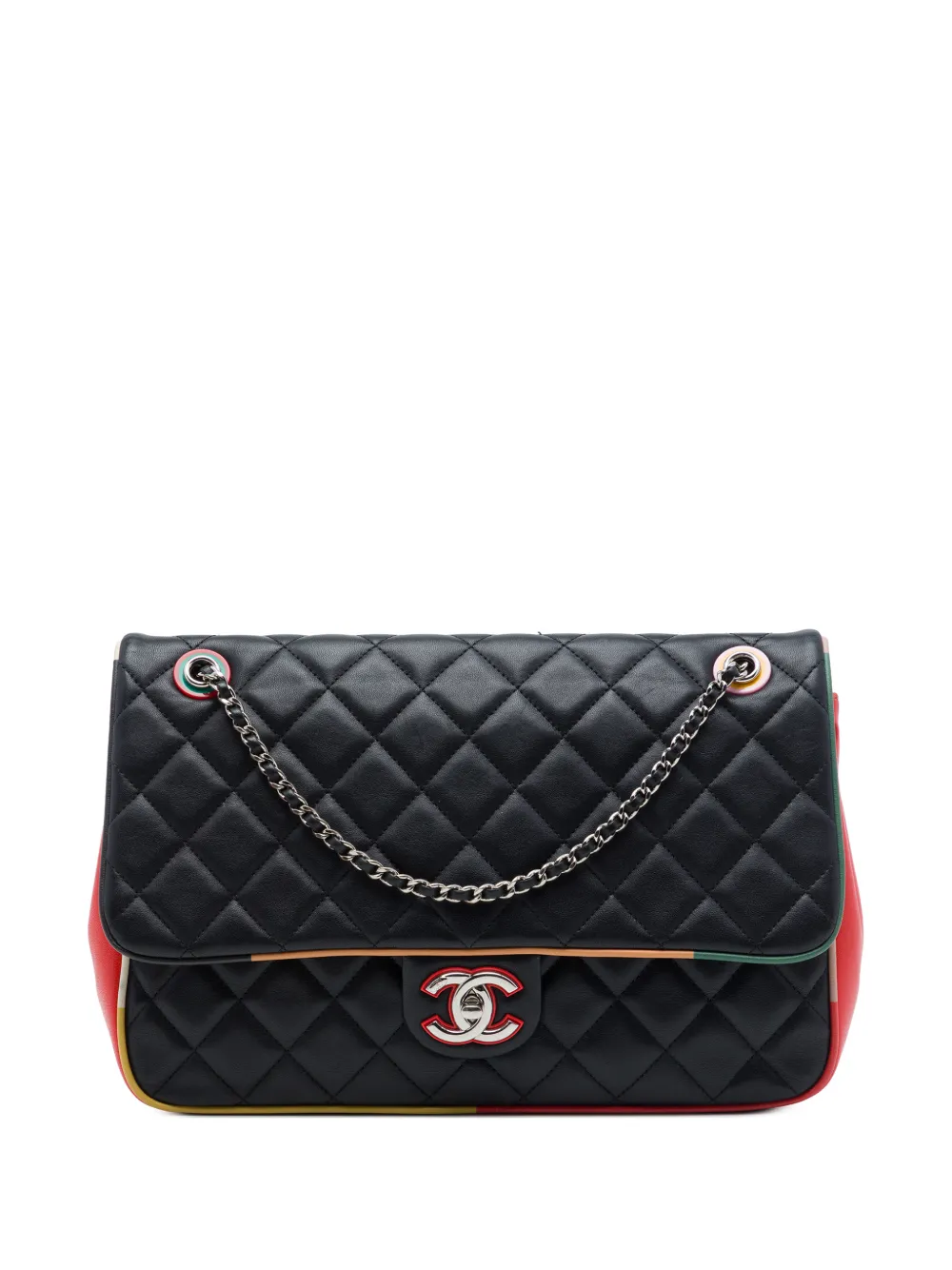 CHANEL Pre-Owned 2016-2017 Jumbo Quilted Lambskin Acrylic Cuba Color Flap crossbody bag - Nero