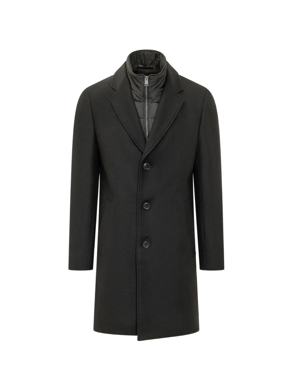 BOSS wool-blend coat with zip-up inner - Nero