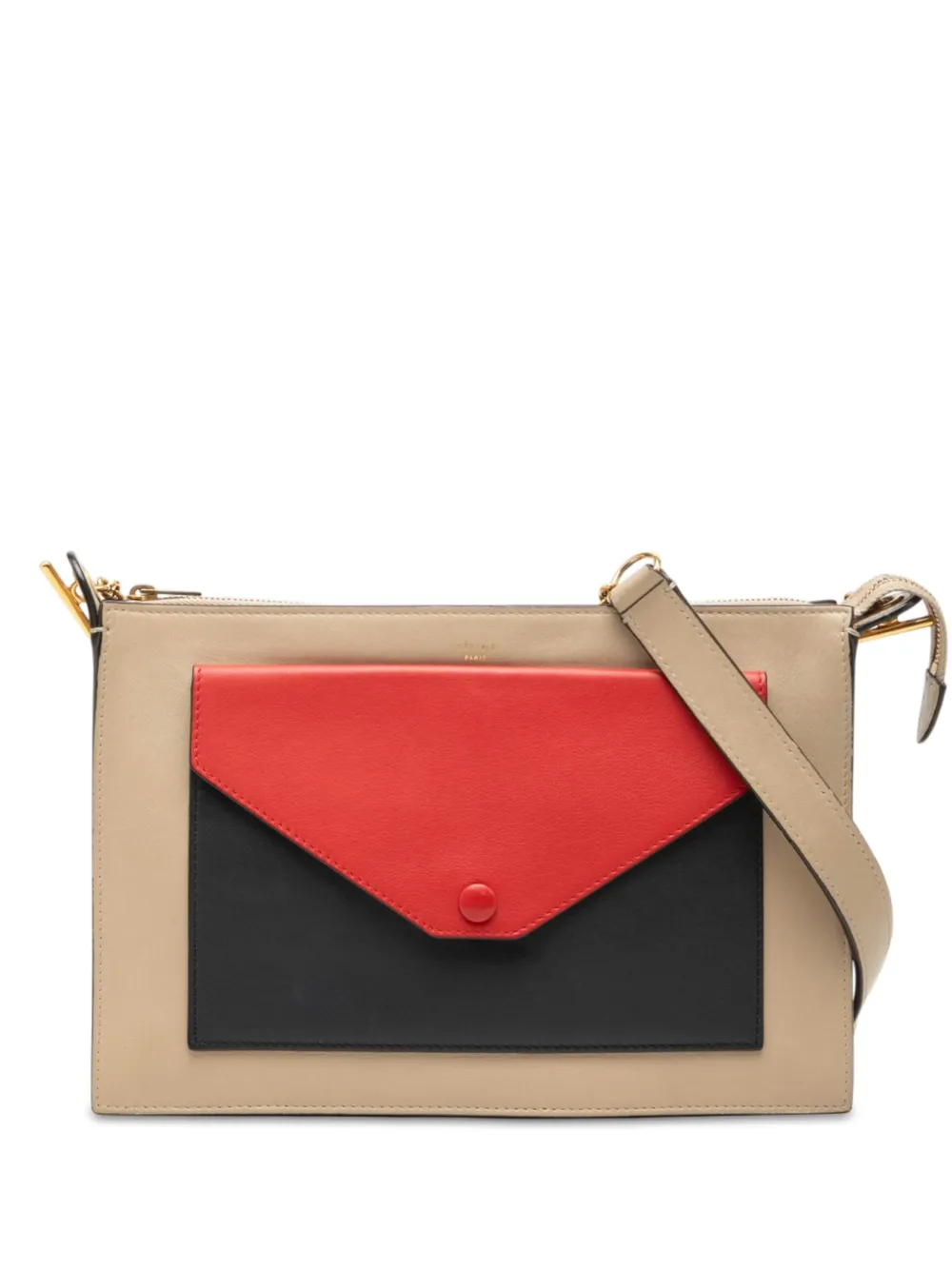 Celine Pre-Owned 2012-2018 Tricolor Leather Pocket Envelope Zip crossbody bag - Toni neutri