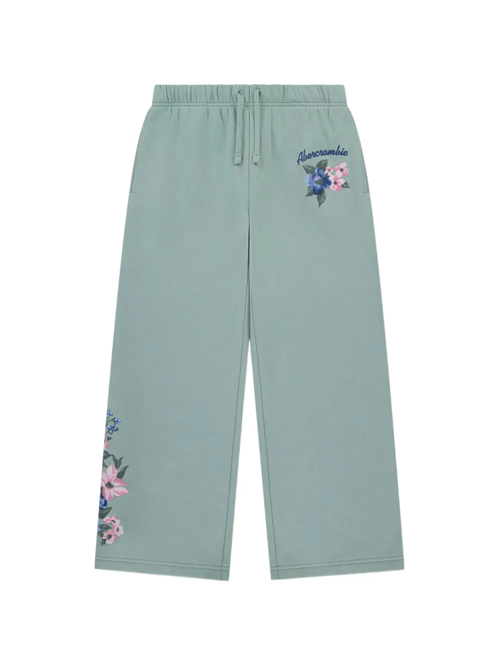 ABERCROMBIE FITCH KIDS floral-embroidered track pants - Verde
