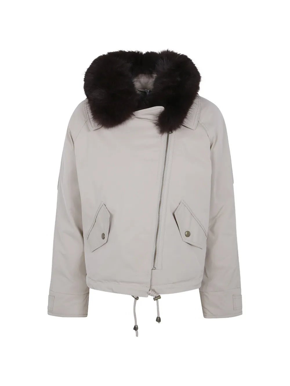 Giovanni Paris Erin Asymmetric-zip Jacket In Neutrals
