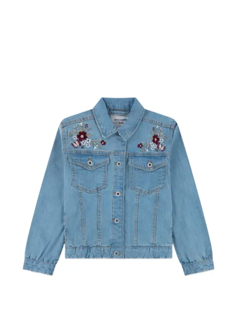 ABERCROMBIE FITCH KIDS floral-embroidered denim jacket