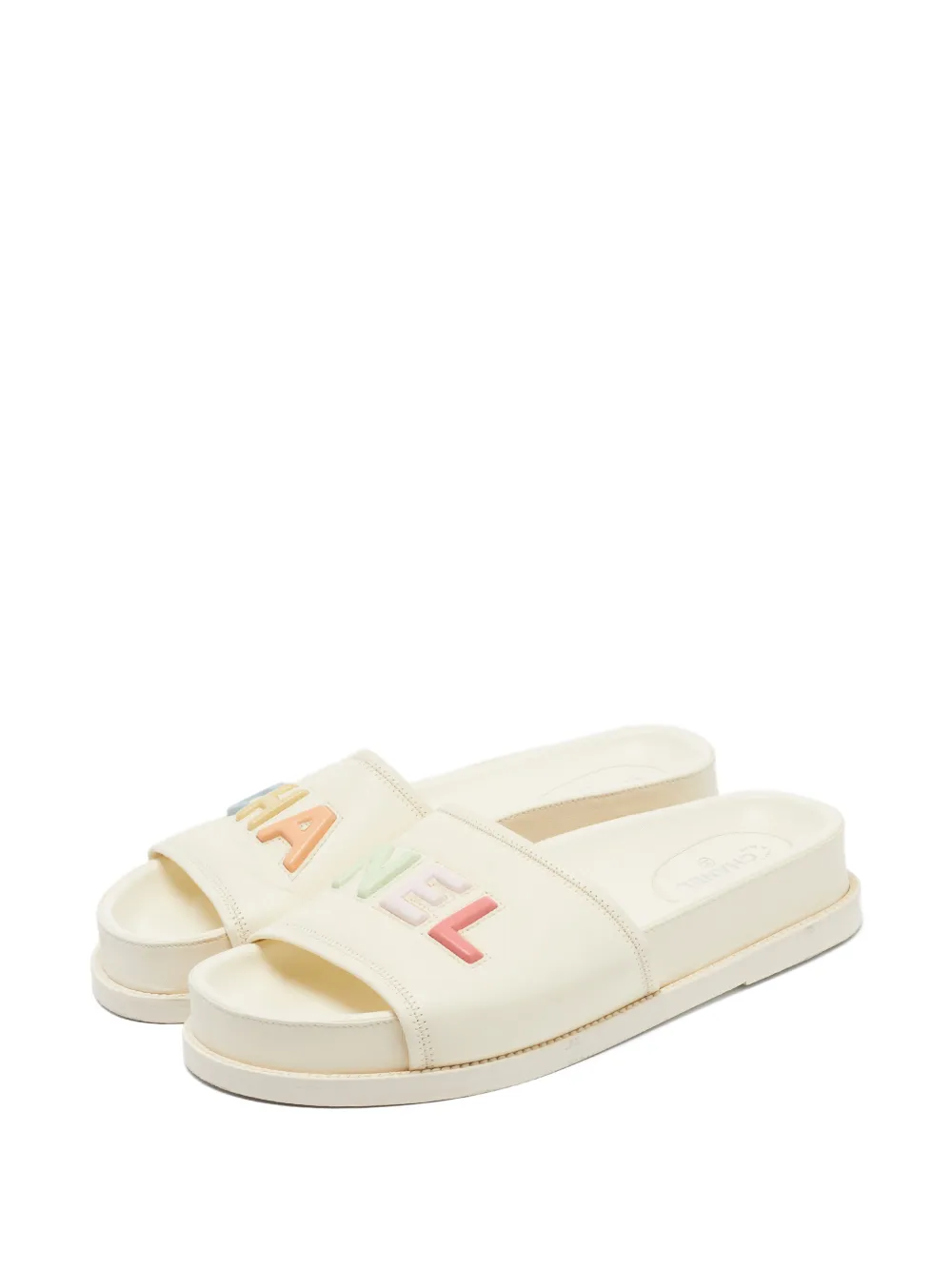CHANEL Pre-Owned logo leather sandals - Bianco