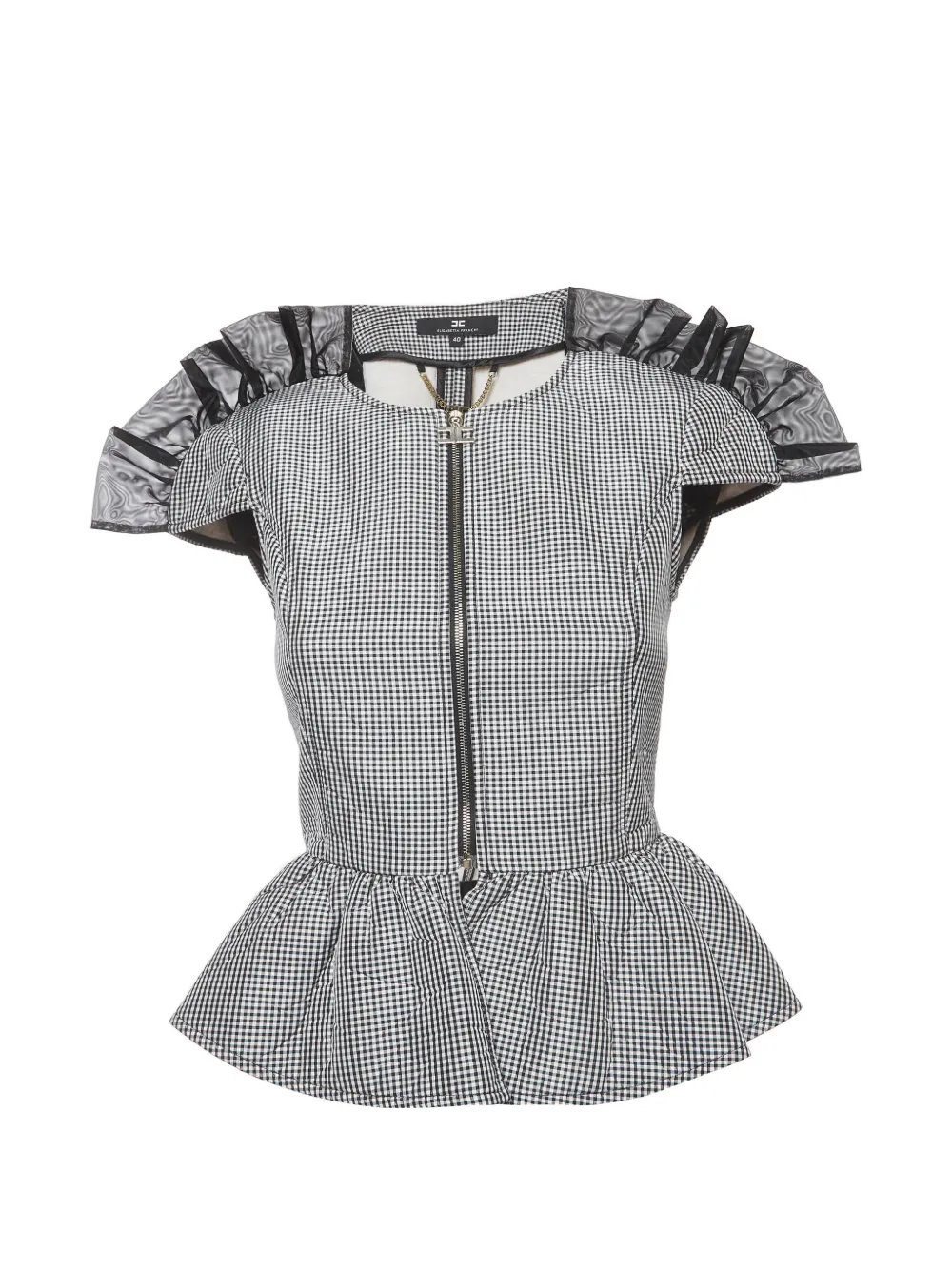 Elisabetta Franchi check-pattern peplum top - Bianco