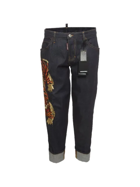 DSQUARED2 tiger-embroidered Hockney jeans