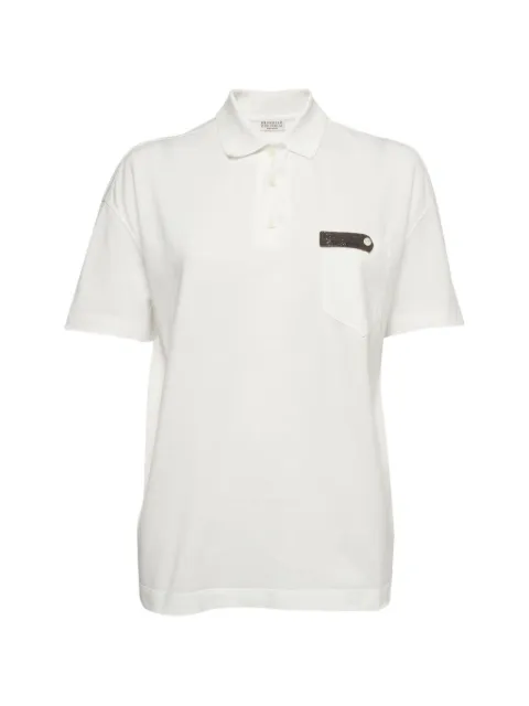 Brunello Cucinelli Vintage Monili-trim short-sleeve polo top