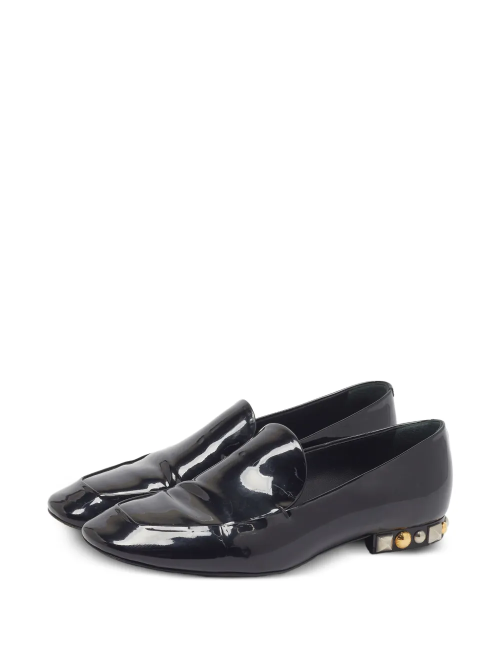 Louis Vuitton Pre-Owned mocassins à détails de clous en cuir verni - Noir Louis Vuitton Pre-Owned mocassins à détails de clous en cuir verni - Noir