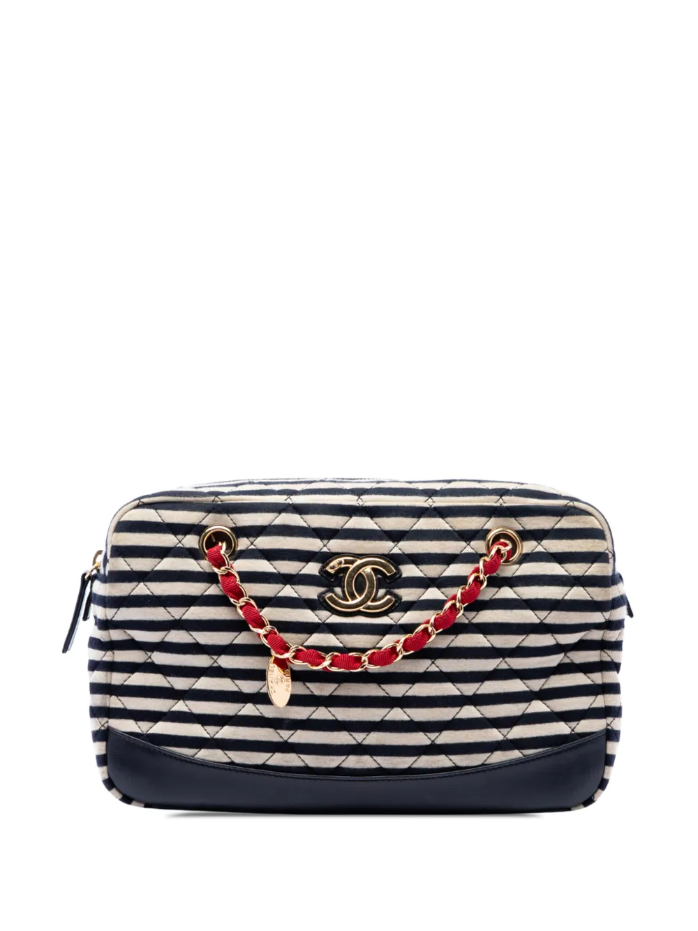 CHANEL Pre-Owned 2013-2014 Quilted Jersey and Lambskin Coco Sailor Camera Bag shoulder bag - Nero