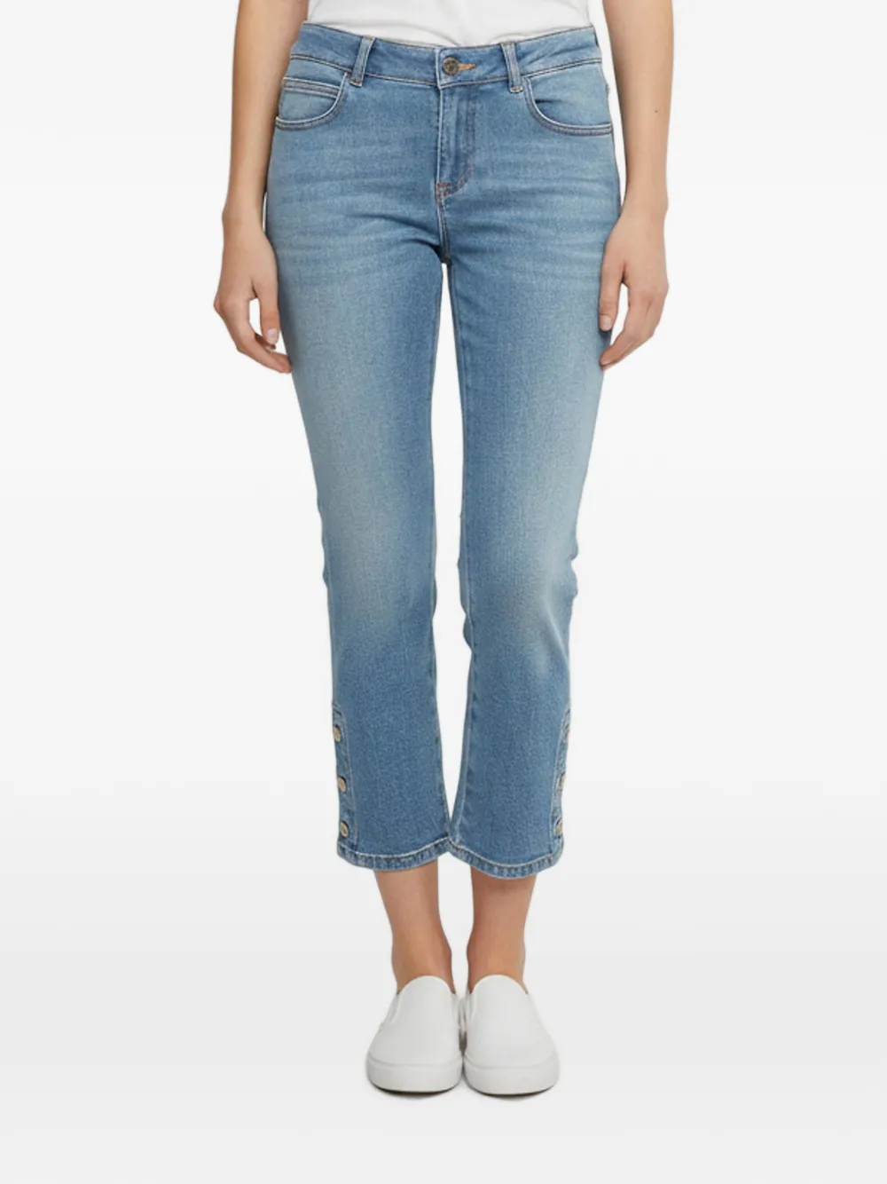 CHANEL Pre-Owned button-cuff straight-leg jeans - Blu