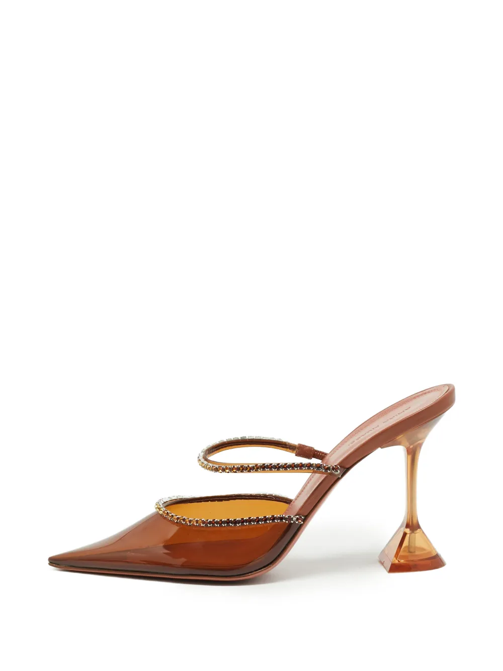 Amina Muaddi mules Gilda à ornements en cristal - Marron Amina Muaddi mules Gilda à ornements en cristal - Marron