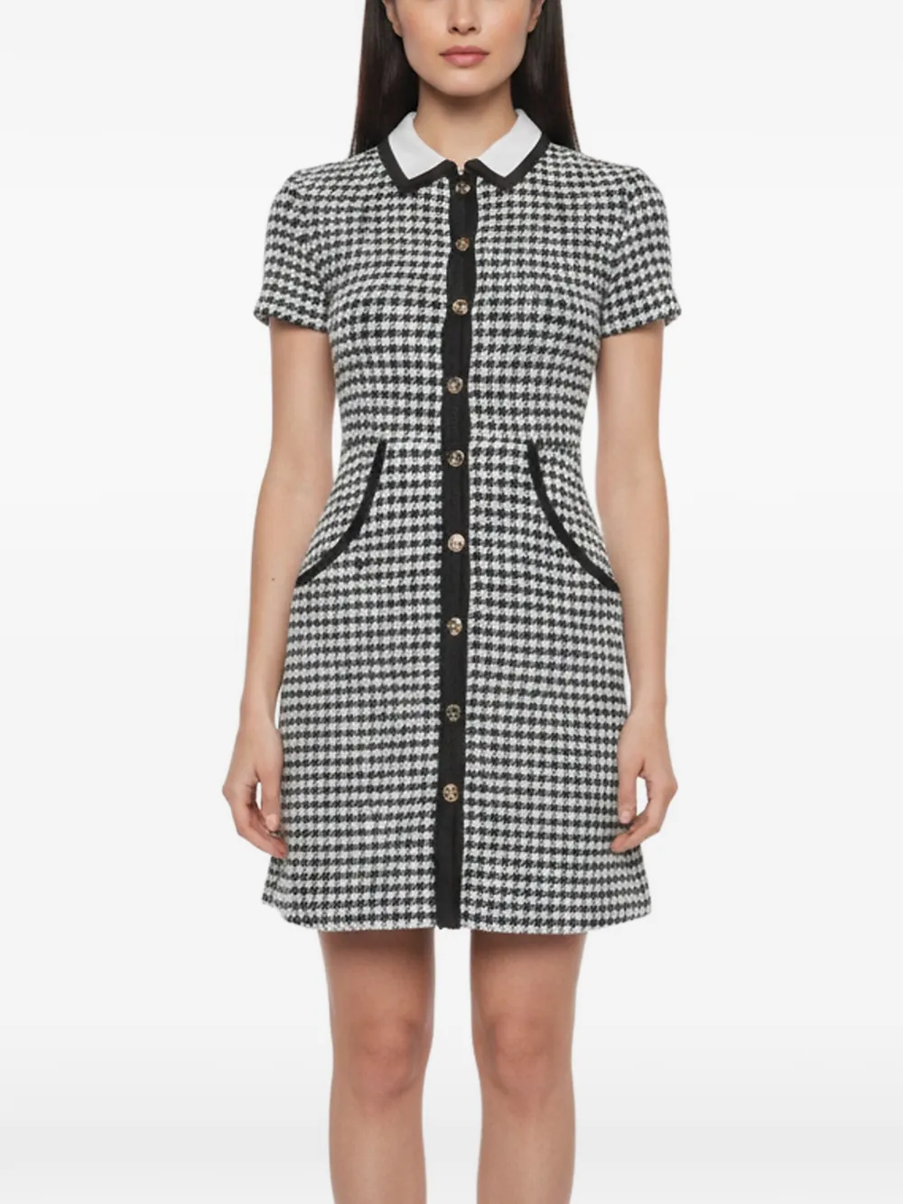 Maje houndstooth-pattern mini dress - White