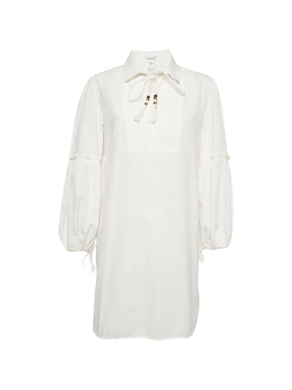 Max Mara robe courte en popeline à franges - Blanc