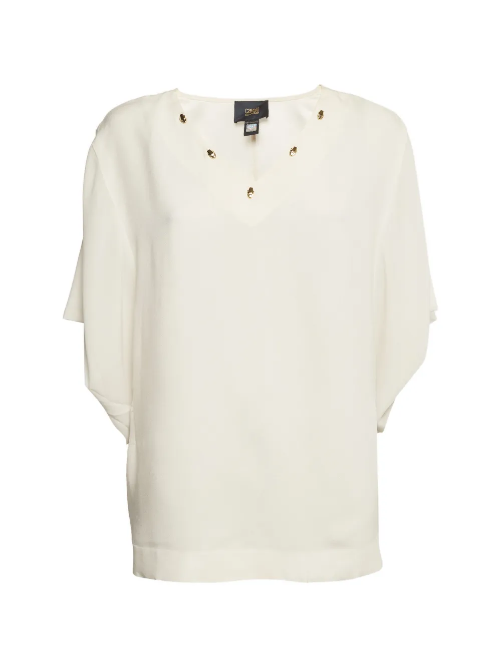 Roberto Cavalli Vintage embellished-detail dolman-sleeve blouse - Weiß