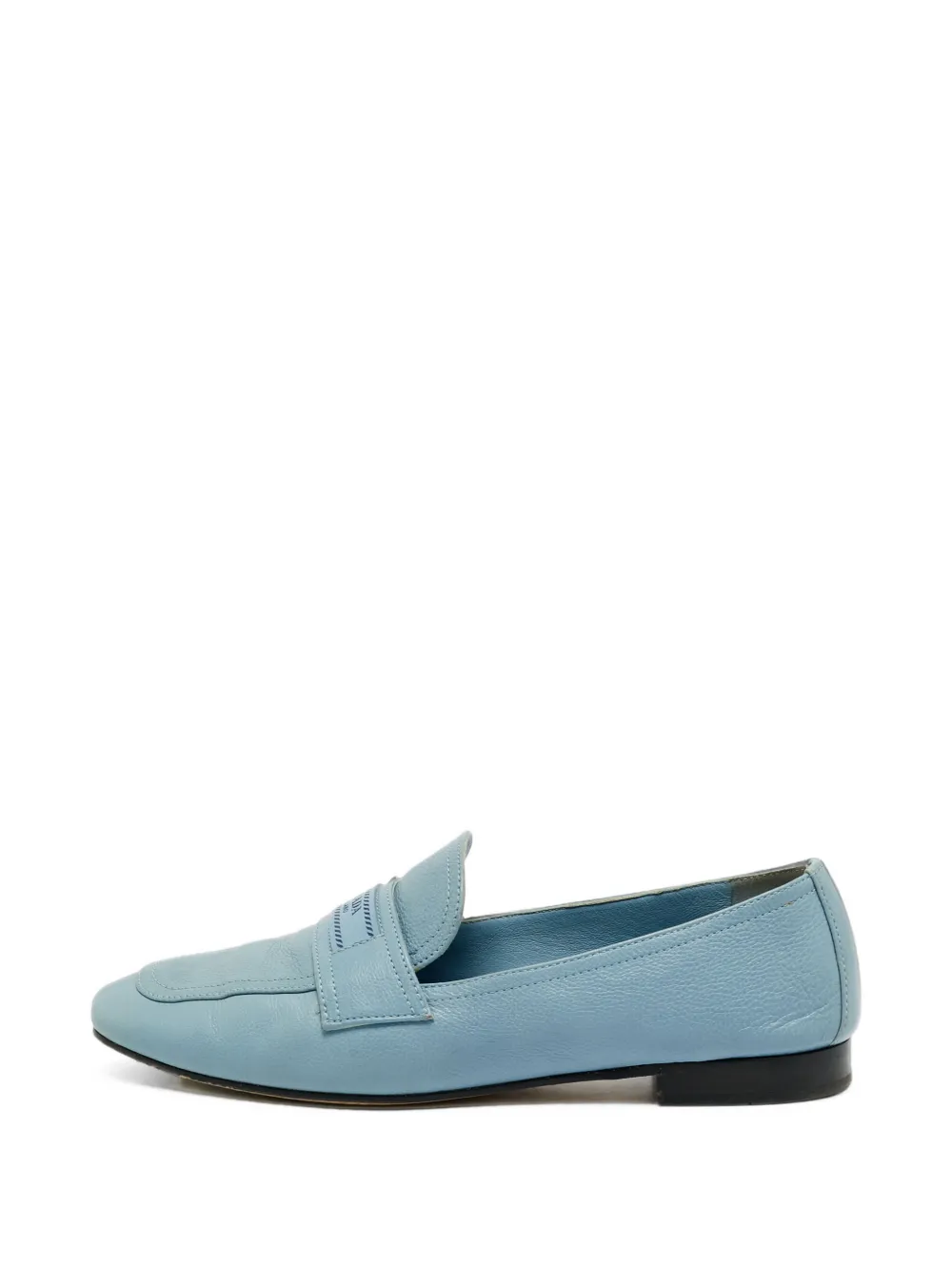 Prada Pre-Owned mocassins à entaille penny et patch logo - Bleu