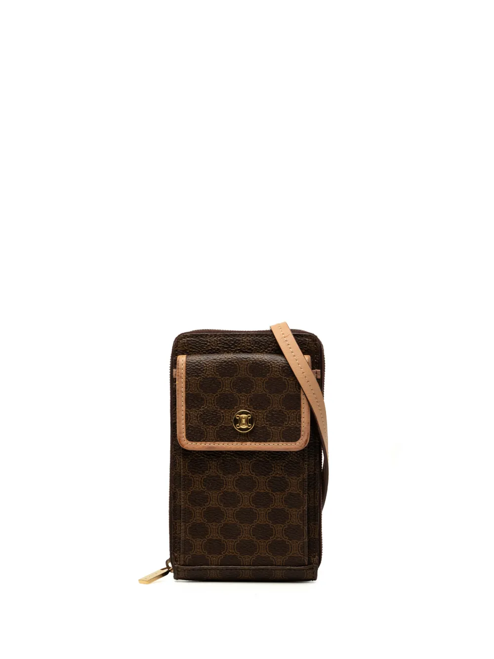 Celine Pre-Owned 2000 Macadam Coated Canvas Wallet with Strap crossbody bag - Marrone