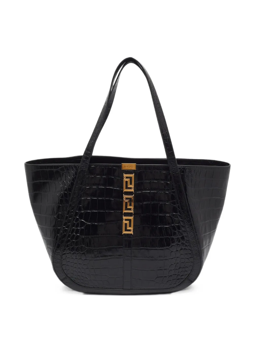 Versace Pre-Owned Greca Goddess croc-embossed tote bag - Nero