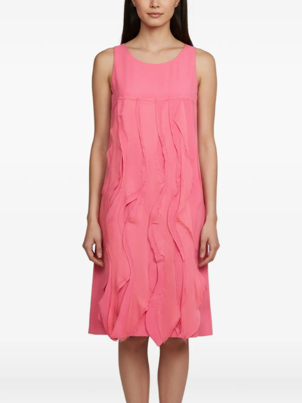 Bottega Veneta Pre-Owned robe courte sans manches à appliqué en chiffon - Rose Bottega Veneta Pre-Owned robe courte sans manches à appliqué en chiffon - Rose