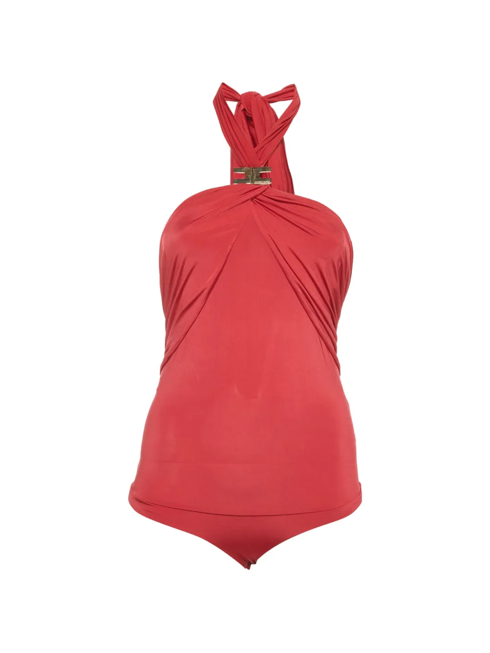 Elisabetta Franchi ruched halterneck bodysuit - Rosso