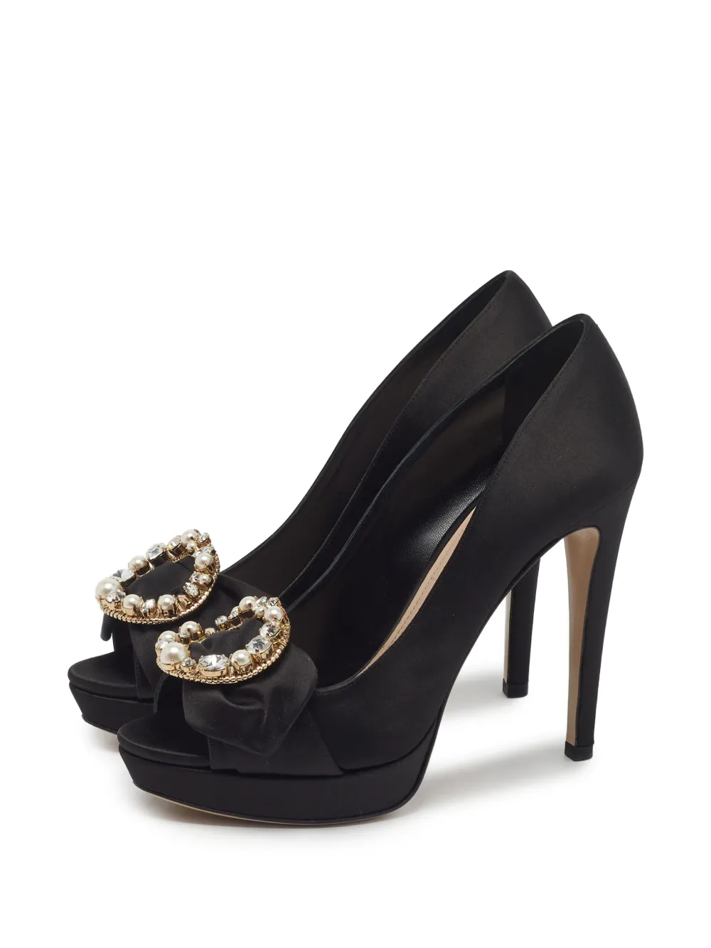 Miu Miu Pre-Owned embellished platform pumps - Nero