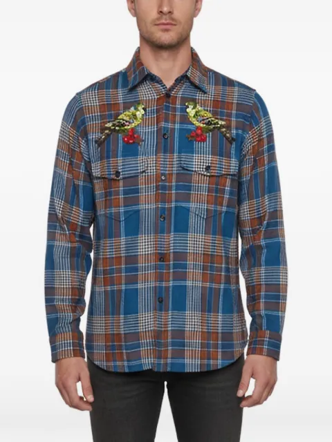 Gucci Pre-Owned bird-embroidered plaid shirt