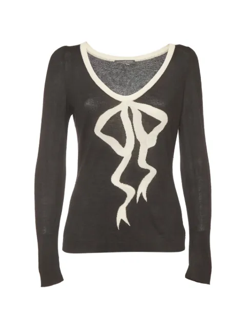 Alexander McQueen Pre-Owned bow-intarsia V-neck sweater