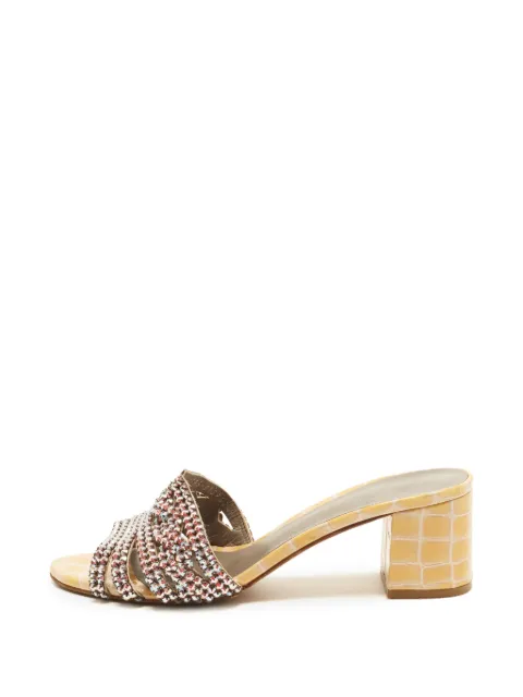 Gina Loren crocodile-embossed leather sandals