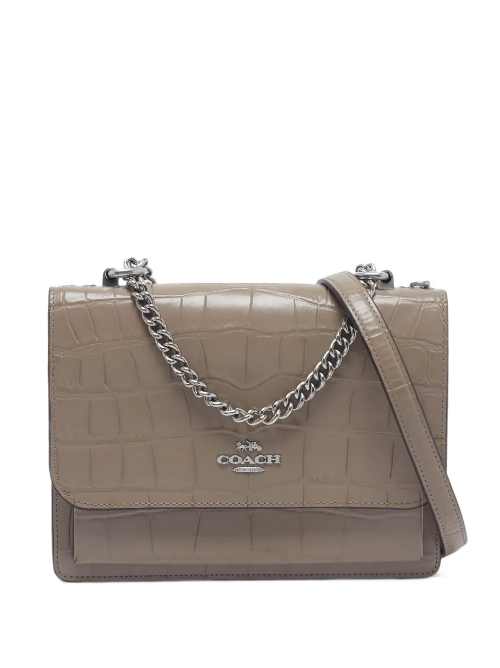 Prada Pre-Owned Klare croc-embossed shoulder bag - Marrone
