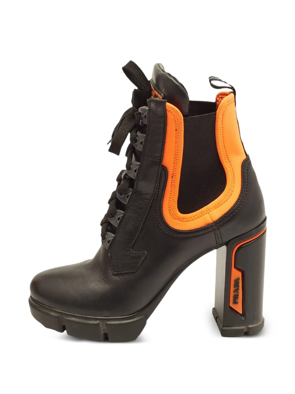 Prada Pre-Owned bottines lacées à empiècements - Noir
